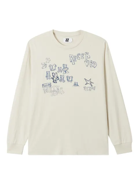izzue bear-print long-sleeve T-shirt White IZXLTM00154X