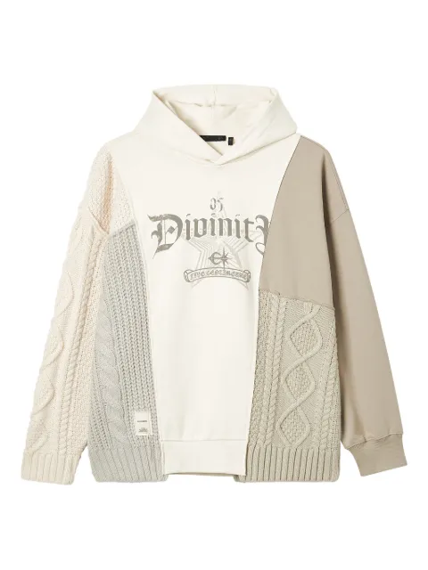 FIVE CM cable-knit patchwork hoodie Neutrals 5CXSWM00356X