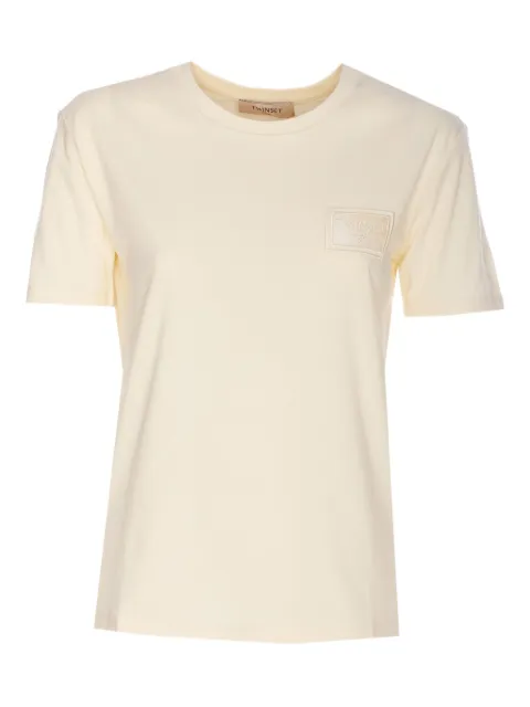 TWINSET embroidered-logo crew-neck T-shirt Neutrals 252TP2051
