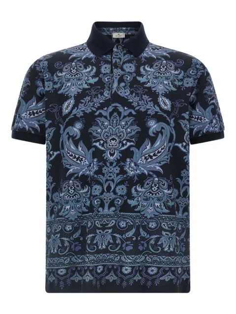 ETRO Press paisley geometric print polo shirt Blue MRMD0004AK945X0883
