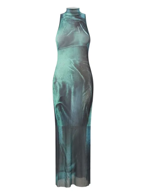 Jean Paul Gaultier Water high-neck dress 2503WDR028M004P5557