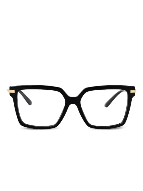 Dolce & Gabbana Eyewear gold-detail square glasses Black DG3397