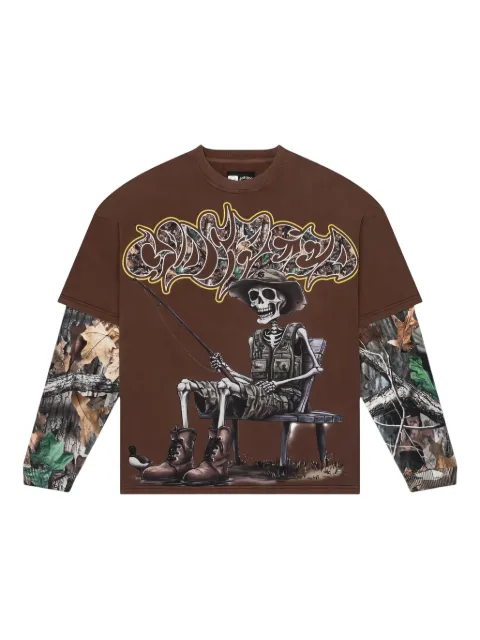 GODSPEED Gone Fishing layered T-shirt Brown MAGBEUK7