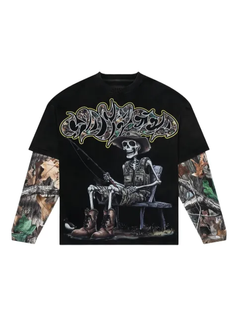GODSPEED Gone Fishing layered T-shirt Black VU962AT5