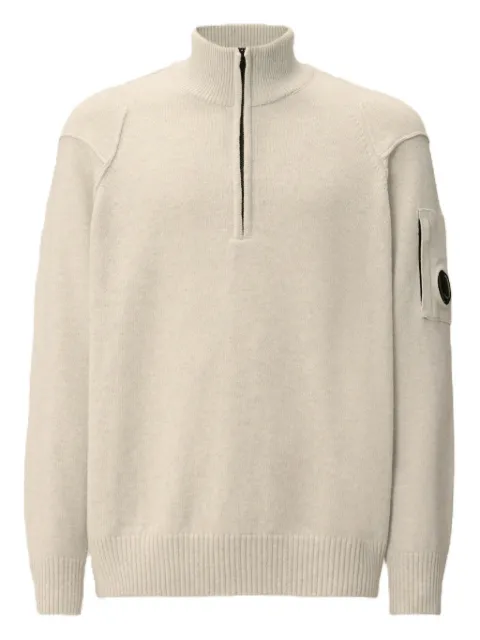 C.P. Company Lens-detail half-zip sweater Neutrals RFCMKN709A110149A103