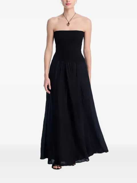 Johanna Ortiz linen-cotton blend maxi A-line skirt Black PT03099