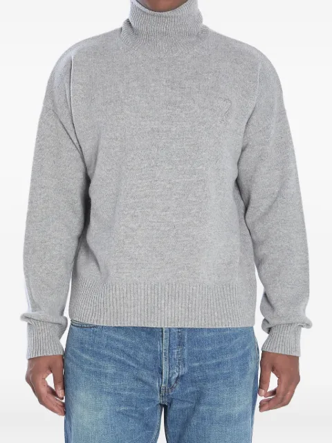 AMI Paris ribbed turtleneck sweater Grey UKS821KN0071