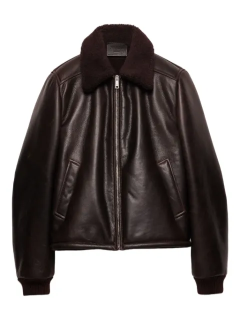Prada leather and shearling jacket Brown UPW573SOOO17T5