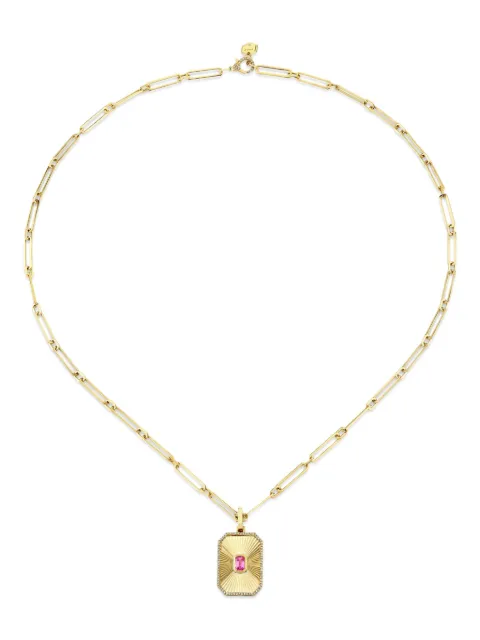SHAY 18CT yellow gold deco pendant pink sapphire necklace Gold 107949SN587