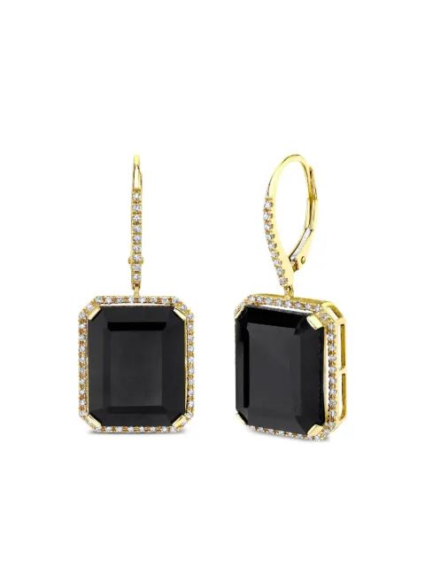 SHAY 18CT yellow gold portrait black onyx and diamond earrings Gold 100477SE46