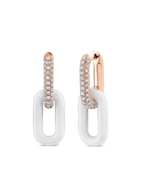 SHAY 18CT rose gold cable-link diamond earrings Pink 108075SE453