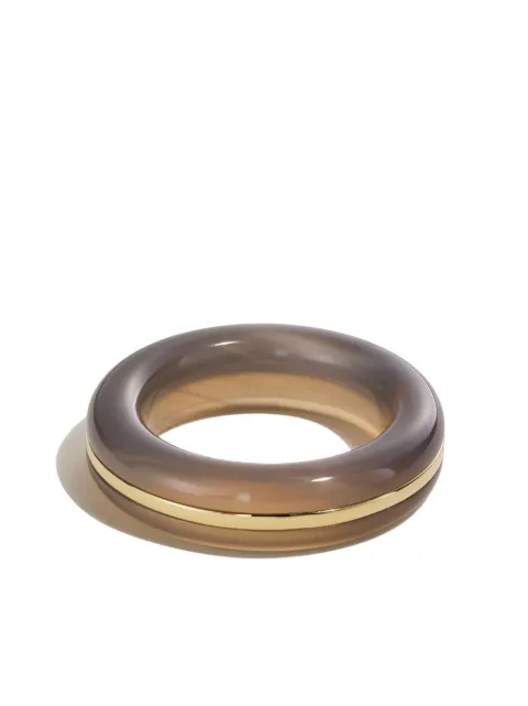 By Pariah 14CT gold agate ring Grey BPCRRI02GA