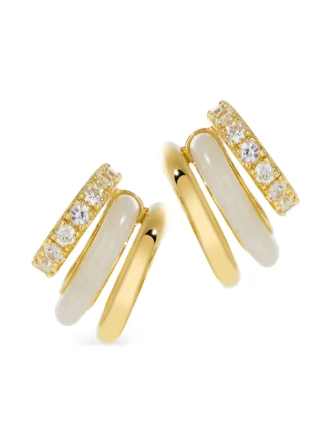 By Pariah 14CT gold diamond and jasper stack earrings Gold BPPS25EO04WJ