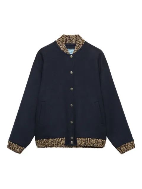 Prada knit-trimmed wool bomber jacket Blue P8010SOOO179C