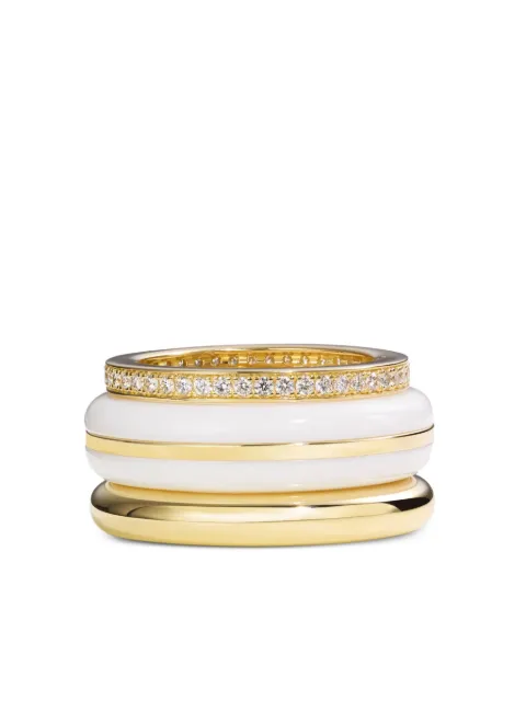 By Pariah 14CT gold diamond and agate stacking rings Gold BPSS24RI02WA
