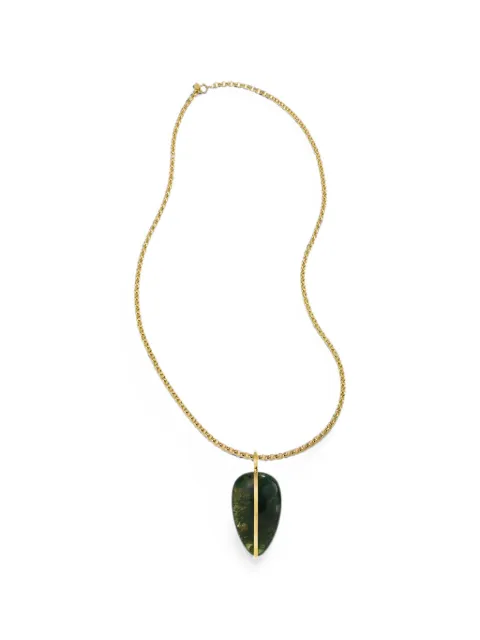 By Pariah XL agate pendant chain necklace Green BPPF24PE01XLMABPSS