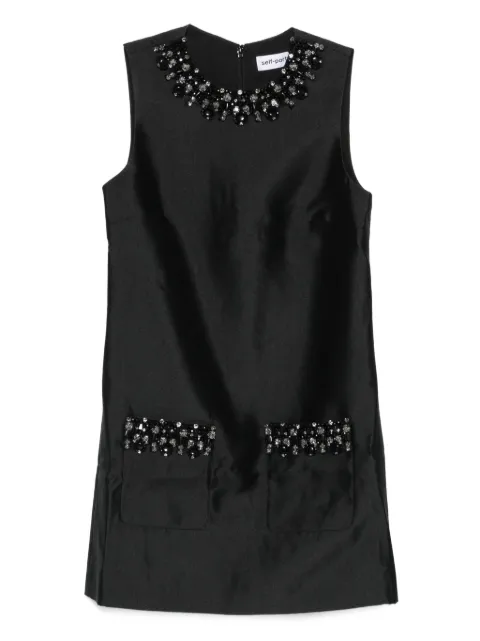 Self-Portrait embellished-pocket mini dress Black AW25061SB