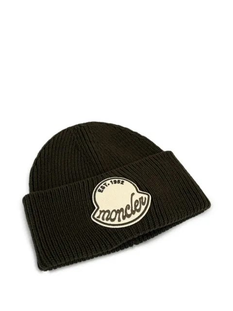 Moncler logo-patch ribbed beanie Green K20913B00029M1242