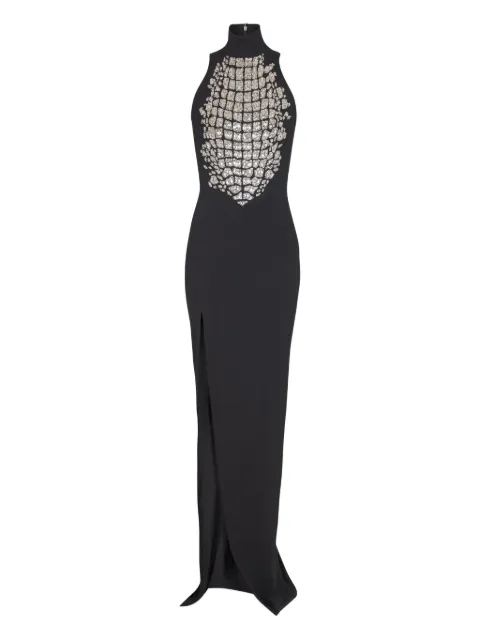 Balmain high-neck embellished slit maxi dress Black FF0RP001PD24