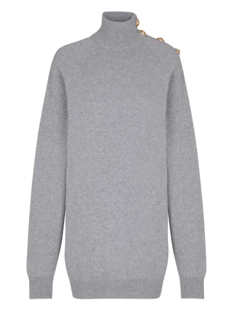 Balmain mini high-neck button-embellished dress Grey FF0R9382KI87