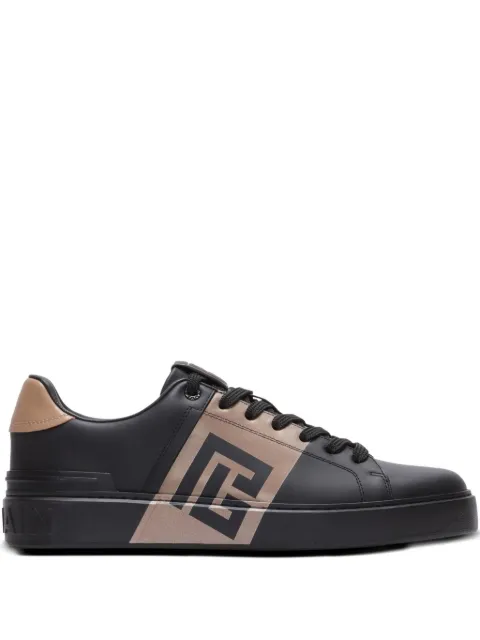 Balmain B-Court logo-detail calfskin sneakers Black FM0VI288LOBP