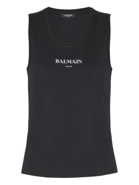 Balmain logo-print cotton top Black FF2EB075BD36