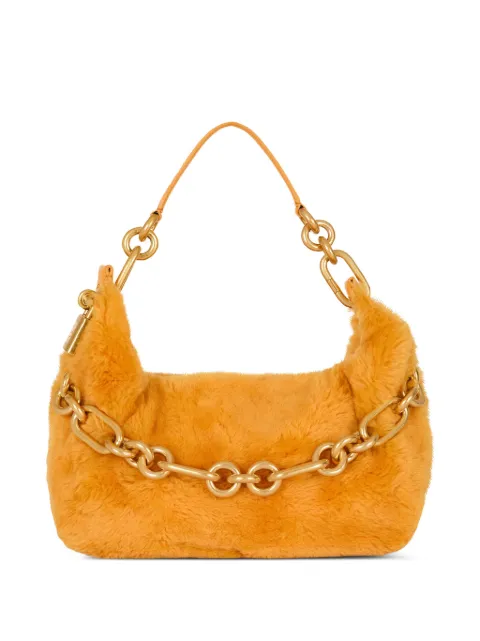 Balmain medium Sync shearling chain shoulder bag Orange FN0BS002LMER