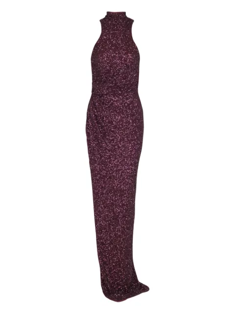 Balmain high-neck sequin maxi dress Red FF0RP777XL33