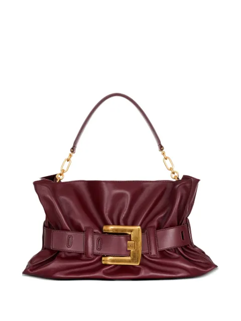 Balmain medium Anthem belted gathered leather shoulder bag Red FN0KK990LVGX