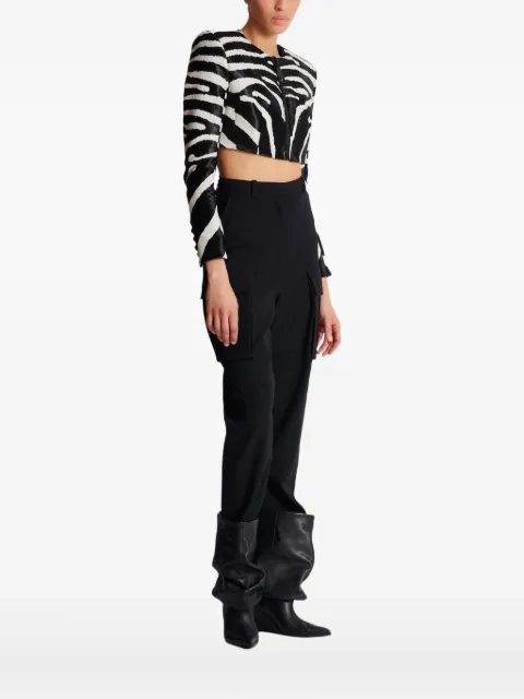 Balmain zebra-print zipped jacket White FF0SD235LC16