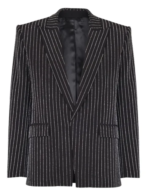 Balmain crystal-striped single-button jacket Black FH0SE466PD27