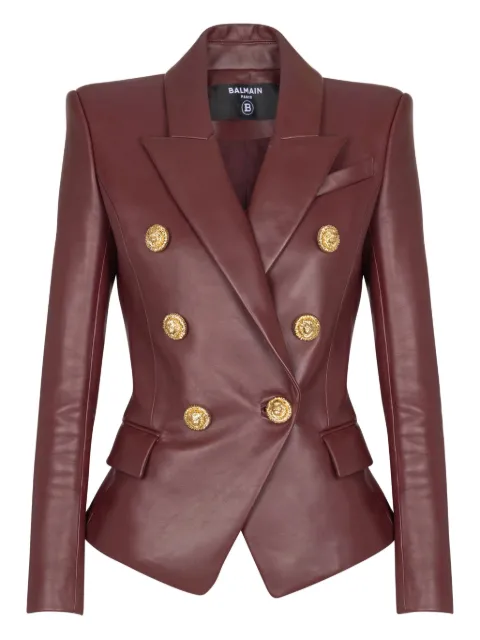 Balmain 6-buttons lambskin jacket Red FF0SG187LC62