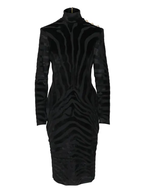 Balmain zebra-pattern midi dress Black FF0RF075JL11