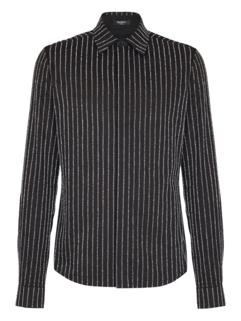 Balmain cotton crystal-striped shirt Black FH0HS515PD27