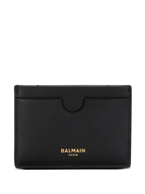 Balmain logo-print leather card holder Black FN6MC075LVPT