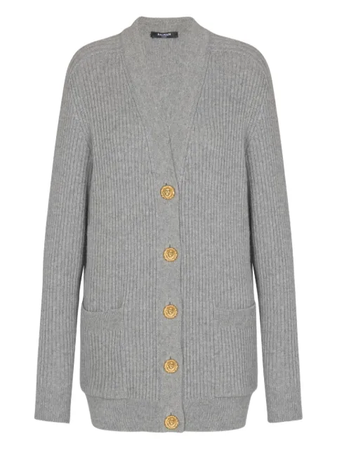 Balmain ribbed buttoned cardigan Grey FF0KO003KJ17