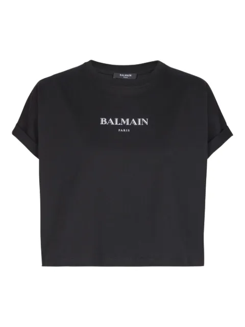 Balmain logo-print short-sleeve T-shirt Black FF2EE005BD36