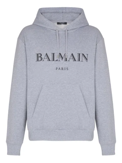 Balmain logo-print hoodie Grey FH2JR090BD33