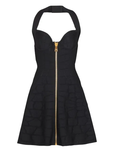 Balmain halterneck zip-front mini dress Black FF0R5154KJ14