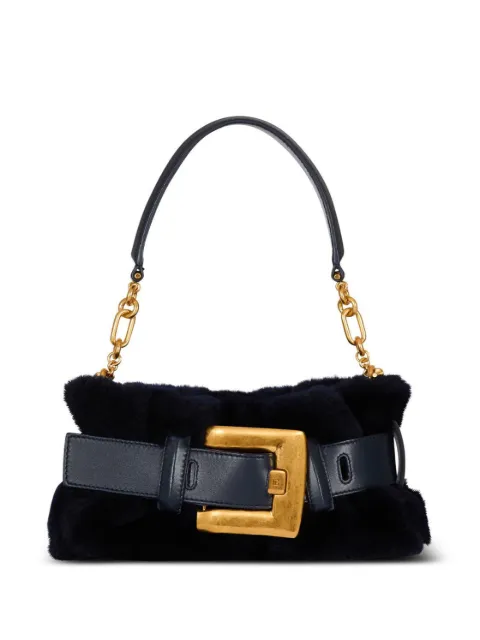 Balmain mini Anthem bag in shearling Black FN0AE994LMER
