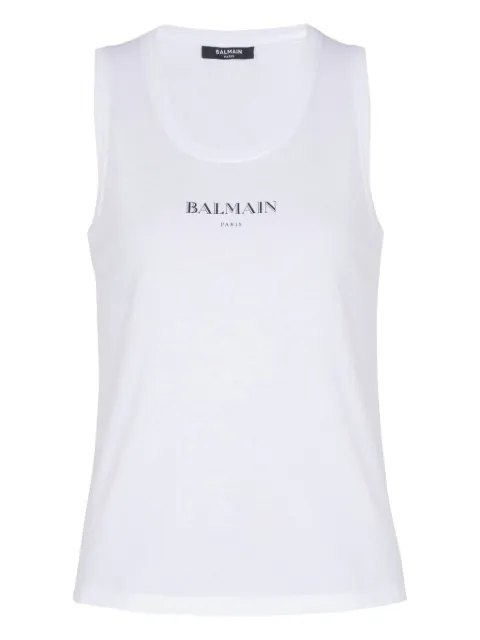 Balmain logo-print tank top White FF2EB075BD36
