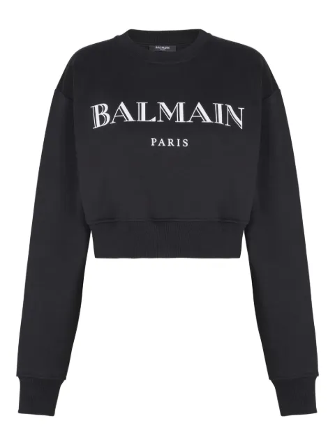 Balmain logo-print cropped sweatshirt Black FF2JO080BD28