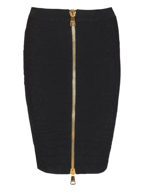 Balmain crocodile-effect zip-front mini skirt Black FF0LC290KJ14
