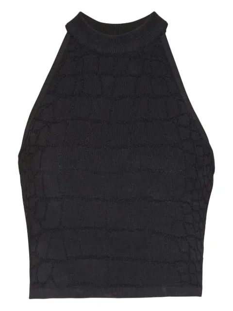 Balmain halterneck crocodile-effect top Black FF0AB027KJ14