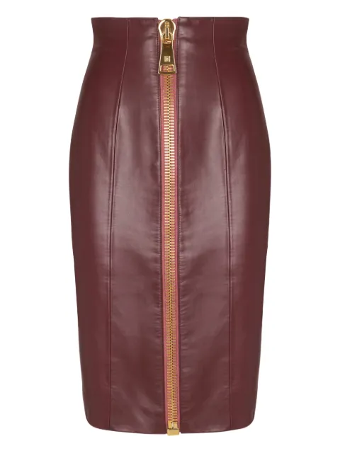 Balmain lambskin leather pencil skirt Red FF0LC266LD63