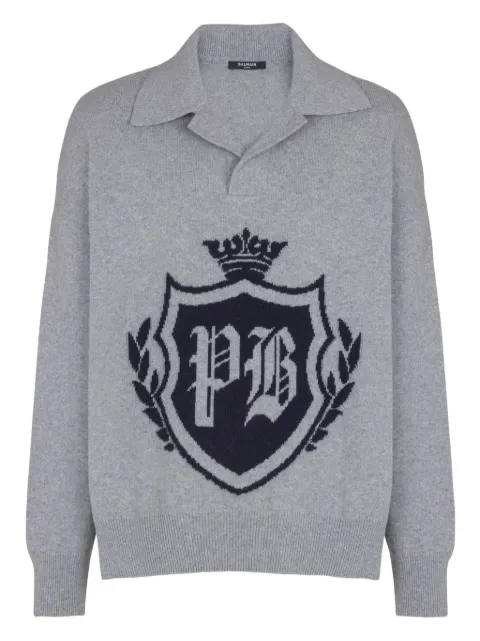 Balmain emblem sweater Grey FH0GE010KI87