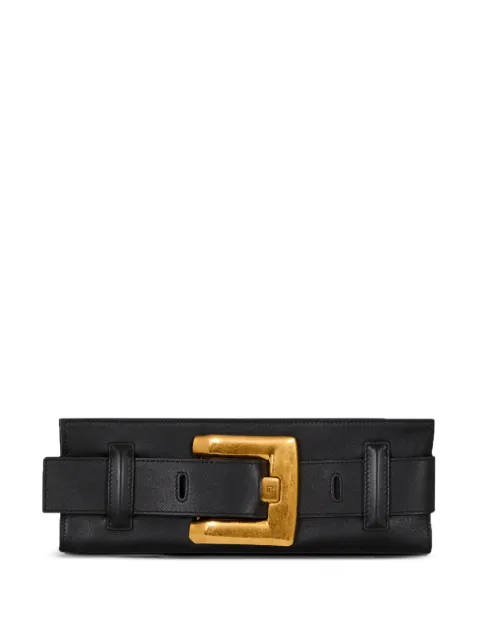 Balmain Anthem buckle-detail calfskin-leather clutch Black FN0LB024LVAA