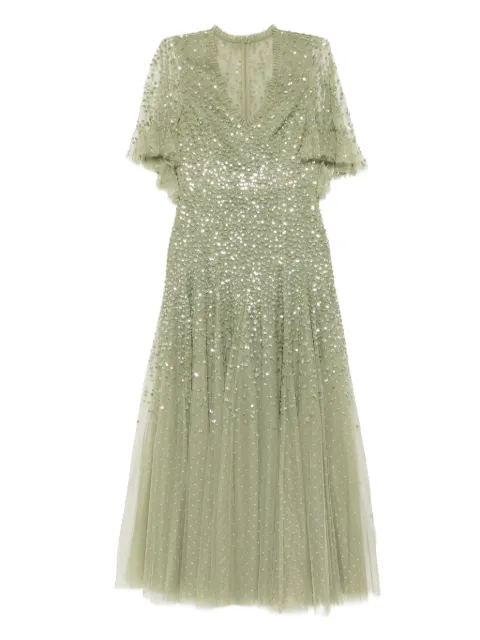Needle & Thread dappled-sequin dress Green DGCP23RPF25