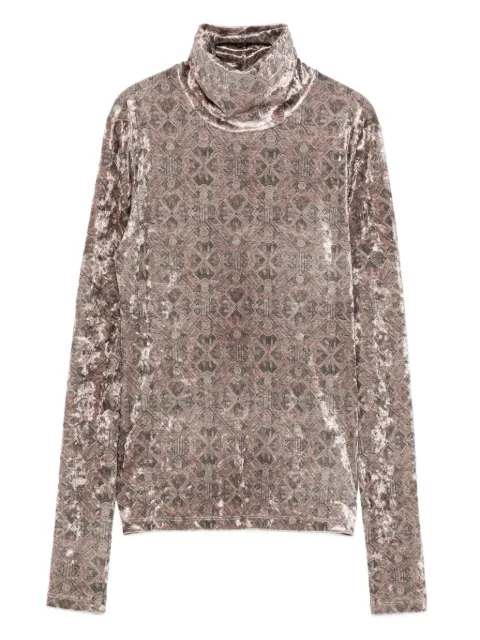Pierre-Louis Mascia geometric-pattern velvet top Neutrals RANATSDO12351
