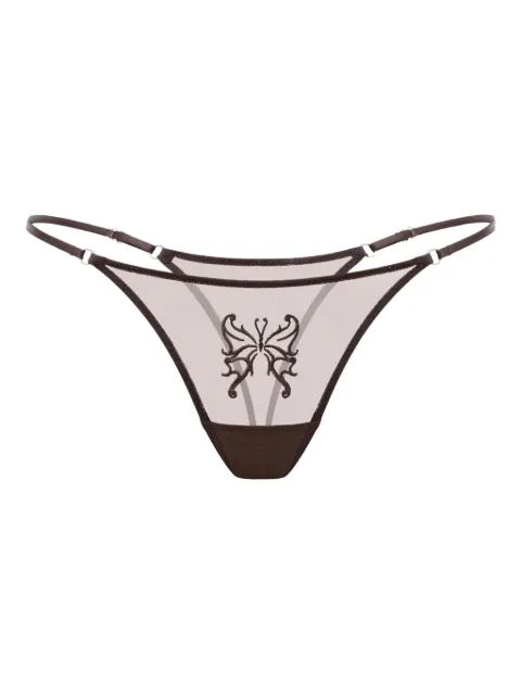 Zhilyova Butterfly Gravity butterfly embroidered g-string Brown 201270228